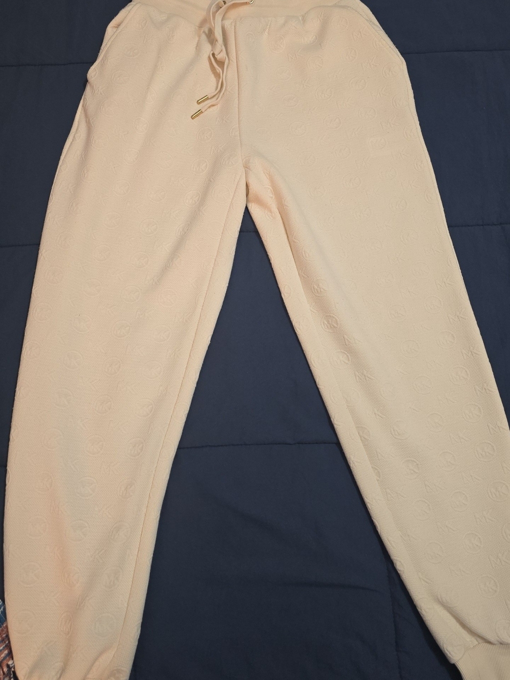 Women's Michael Kors Cream Jogger Pants - Soft Drawstring Casual Bottoms